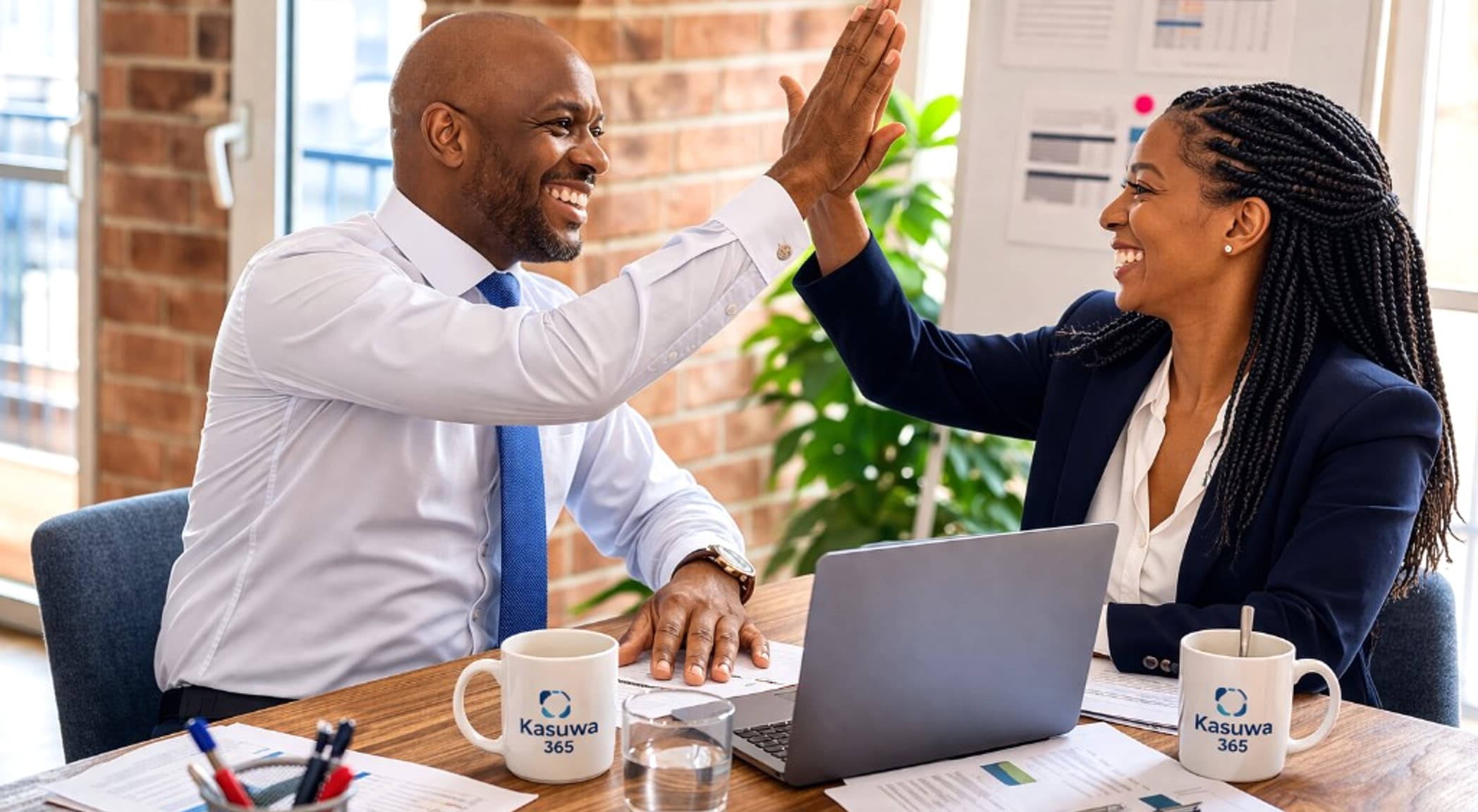 Kasuwa 365 team members collaborating in a bright modern office